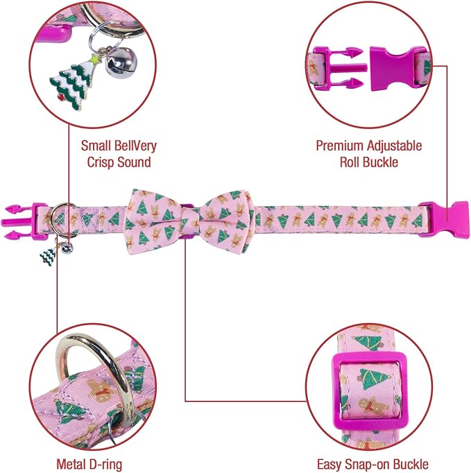SuperBuddy Dog Collar, Adjustable Dog Collar with Bowtie, Pet Collar for Dog Soft Bowtie Dog Collars for Small Medium Large Pet
