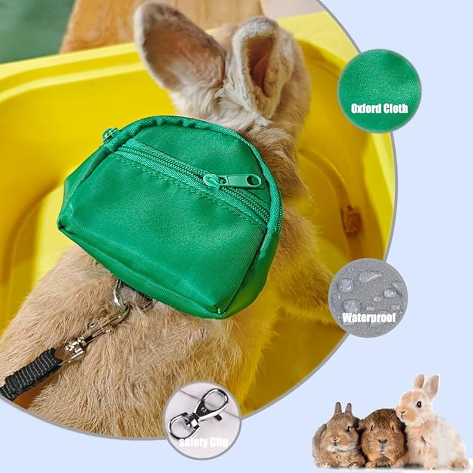 Portable Guinea Pig Backpack with Small Bag Harness and Leash Set, Space Capsule Bubble Pet Carrier Cage Travel for Rabbit, Bearded Dragon, Sugar Glider (Black, Backpack+Bag)