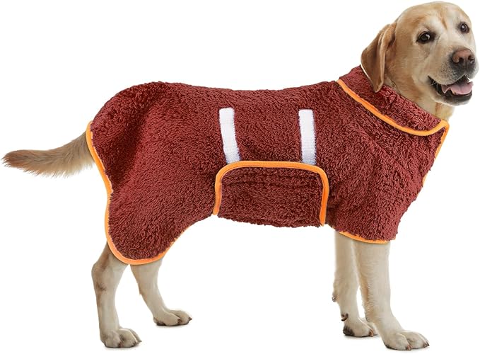 Bienbee Dog Bathrobe, Quick Drying Super Absorbent Dog Robes for After Bath, Warm Keeping Dogs Towel, Dogs Bath Supplies, Red L