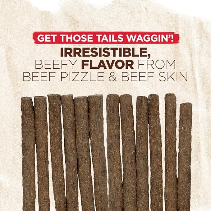 Natural Farm Natsticks Beef Chewy Sticks with Collagen (32-Pack), Made from Premium All-Natural Beef, Great for Small, Medium, Large Dogs, Protein-Rich, Quick-Chew Treats, Highly Digestible