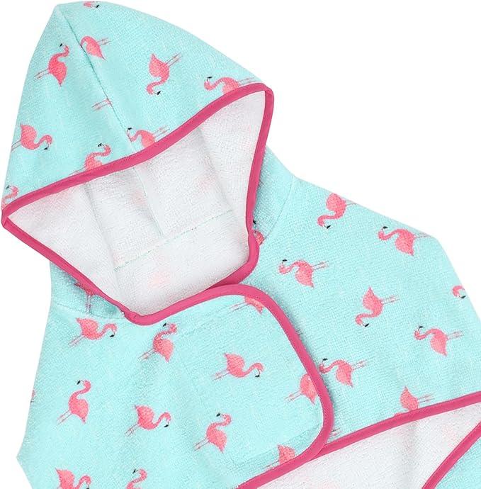HDE Dog Bathrobe Super Absorbent Quick Drying Towel with Hood for All Dog Breeds Sizes S-XXL - Flamingos - M