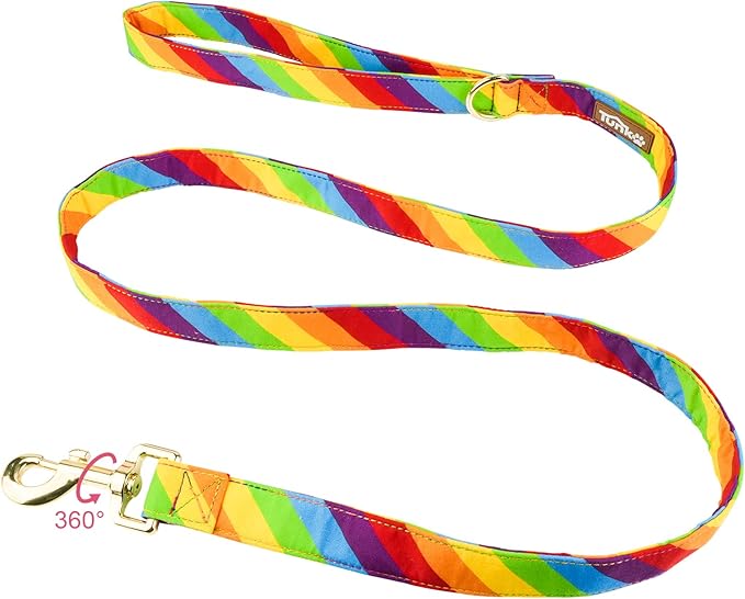 Tunkoo Rainbow Dog Leash LGBT Flag - Stylish, Safe, Comfortable for Small Medium Large Dogs Pets Daily Walking M