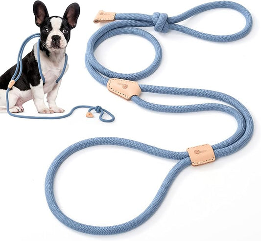 Mile High Life Harness Lead No Pull, All in one Dog Lead 2-in-1, Rope Leash and Harness Two in One, Slip Leash for Puppy Small Dogs Training, 4FT Blue