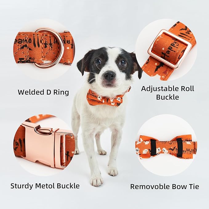 Adjustable Bow Tie Dog Collar Printed Cute Patterns Spring Summer Soft Pet Collars for Small Medium Large Dogs