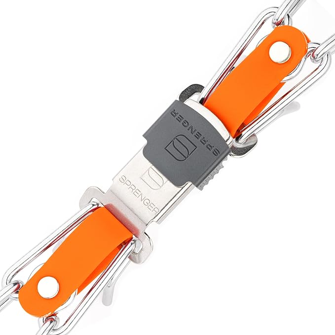 Herm Sprenger Chrome Plated Steel Dog Collar with Quick Release ClicLock Buckle and Biothane Insert Training Collar for Dogs Made in Germany (Hunter Orange, 25in x 4.0mm(Neck Size up to21-22in))
