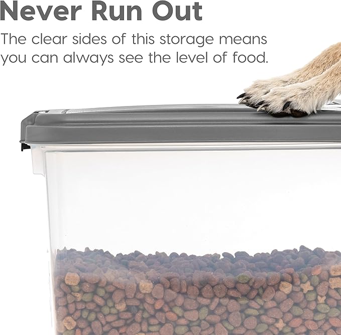 IRIS USA Dog Food Storage Container, 30 lbs & 11 lbs Combo, Cat Food Storage Container, Dog Treat Container, Airtight, Stackable, 2-Cup Scoop, Wheels, Easy Mobility, Dark Gray