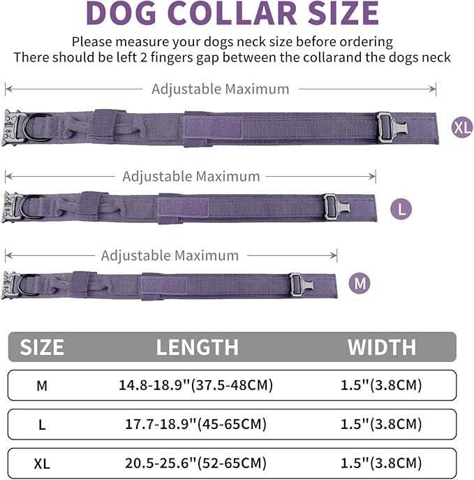 COOYOO 3-Piece Set Tactical Dog Collar, Adjustable Military Training Nylon Collar with Control Handle and Heavy Metal Buckle for Medium and Large Dogs