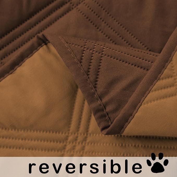 fuguitex Waterproof Dog Blanket Reversible for Small Dogs Resistant Leakproof Washable Couch Cushion Bed Protector Cover for Indoor Furniture Pet Friendly(52"*82",Brown+Chocolate