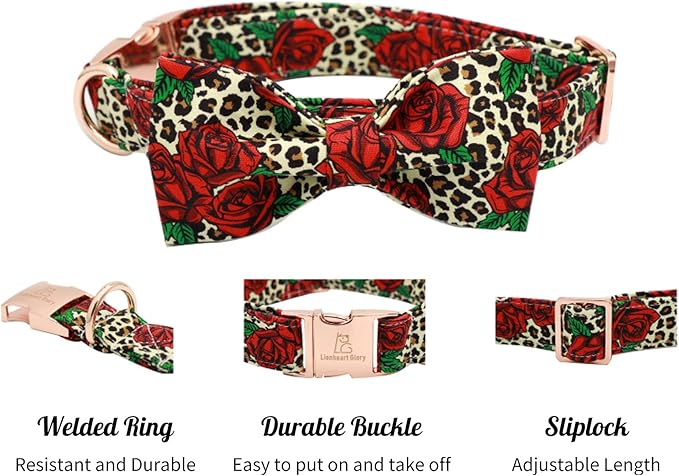 Lionheart glory Premium Dog Collars, Bowtie Dog Collar, Adjustable Heavy Duty Dog Collar with Bow for X-Small Dogs