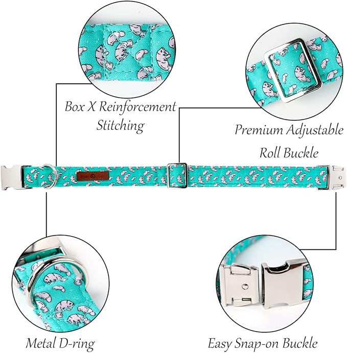 Lionet Paws Summer Female Dog Collar with Flower, Soft Comfortable Adjustable Manatee Collar for Large Dogs, Neck 16-24 inches
