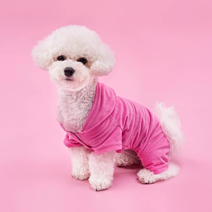 Juicy Couture Hooded Pet Juicy Bling Velour Tracksuit Chest 24 inches for Small Dogs and Cats - Hot Pink - M/L