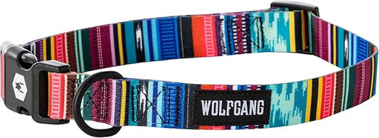 Wolfgang Heavy Duty, Adjustable Dog Collar with Quick Release Nylon Buckle for Walking & Training, Quetzal Print, Small