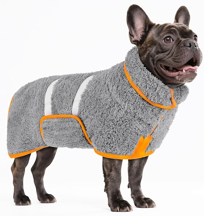 Bienbee Dog Bathrobe, Quick Drying Super Absorbent Dog Robes for After Bath, Warm Keeping Dogs Towel, Dogs Bath Supplies, Gray M