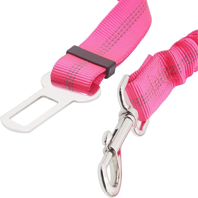 2 Dog Car Harness Seatbelt Seat Belt Leash Travel Accessories Bungee Anti Shock Pet Cat Adjustable Lead Clip Safety Seats Belts Pink