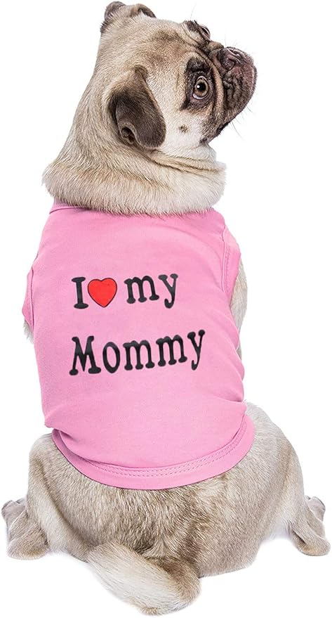 2 Pack Puppy Shirt for Small Dog Cat - Cotton, Soft & Comfortable - Cute Mommy/Daddy Pattern - Breathable & Lightweight - Pullover Style - XS (7.8" Neck, 11.8" Chest, 7.5" Length) - 2.5lb-4lb