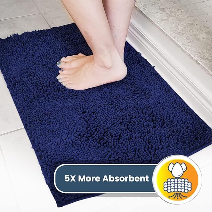 Muddy Mat® Original Dog Door Mat for Muddy Paws, Super Absorbent Microfiber, Non-Slip Washable Pet Rug, Quick Dry Chenille Entryway Carpet, Machine Washable Indoor Outdoor mat, Navy Blue 36"x120"