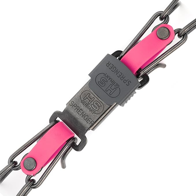 Herm Sprenger Black Stainless Steel Dog Collar with Quick Release ClicLock Buckle and Biothane Insert Training Collar Made in Germany (Passionfruit Pink, 23in x 3.2mm(Neck Size up to19-20in))