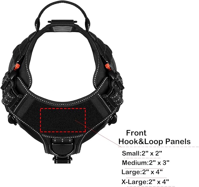 ICEFANG Tactical Dog Harness,Medium Size, 2X Metal Buckle,Working Dog MOLLE Vest with Handle,No Pulling Front Leash Clip,Hook and Loop Panel
