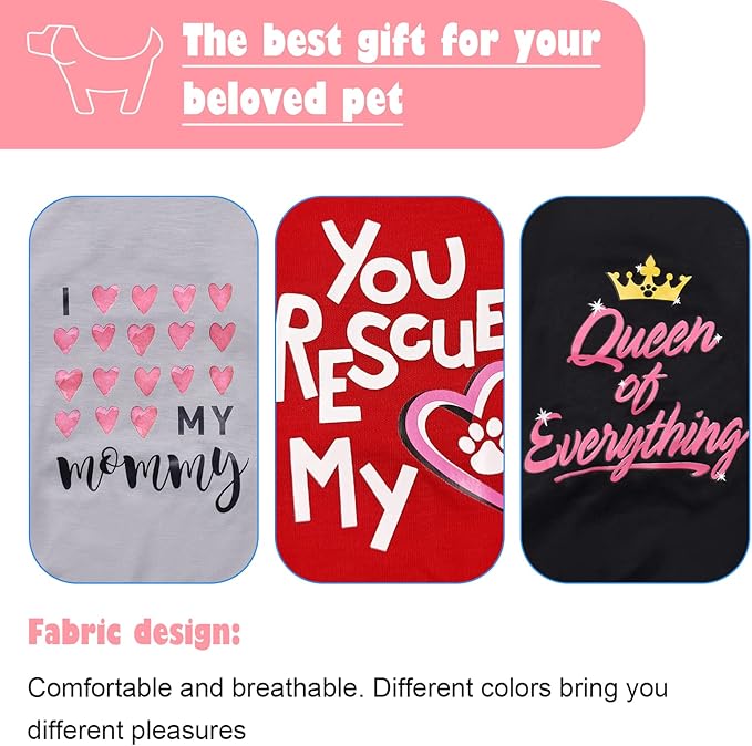6 Pack Dog Clothes for Small Dogs Boy and Girl, Soft and Breathable Puppy Kitten Dog Shirts with Letters for Pet Cats, Summer Dogs T-Shirts Apparel Sleeveless Vests for Chihuahua Yorkies(M)