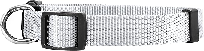 Native Pup Basic Nylon Dog Collar, Adjustable for Small, Medium, Large pet and Puppies Accessories, Cute Colors for Male, Female, boy, Girl, Puppy (Medium, White)
