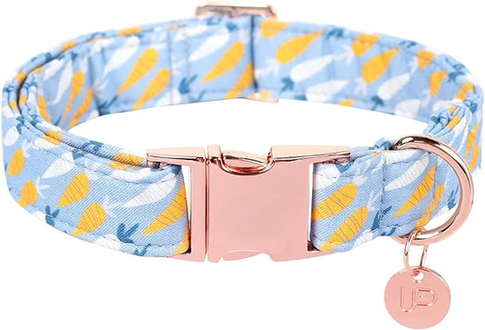 Easter Dog Collar, Cotton Easter Egg Collar for Puppy Girl Boy Dog or Cat, Easter Gift Rabbit Dog Collar, Cute Carrot Pet Dog Collar with Metal Buckle, XL