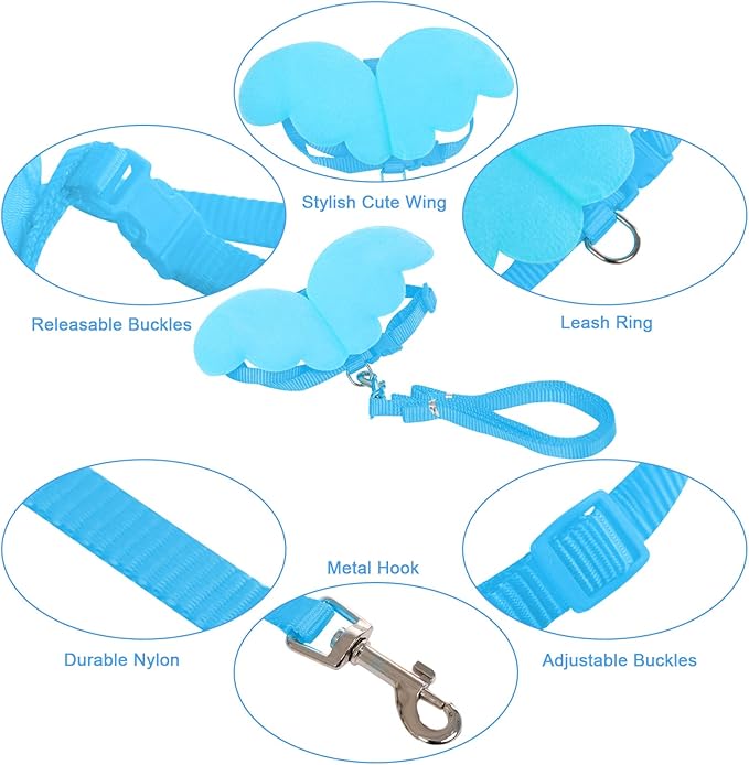 KAMA BRIDAL Duck Walking Harness and Leash Chicken Duck Outdoor Training Rope Adjustable Rope for Pet Poultry Hen Cock (M, Blue)