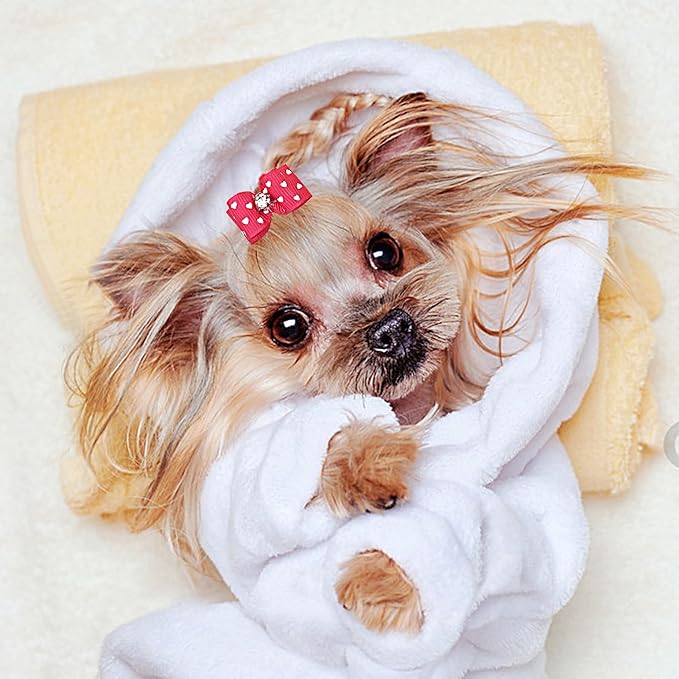 PET SHOW 50pcs Small Dog Hair Bows with Rubber Bands for Medium Dogs Puppies Cats Kittens Rabbits Topknot Grooming Costumes Hair Accessories