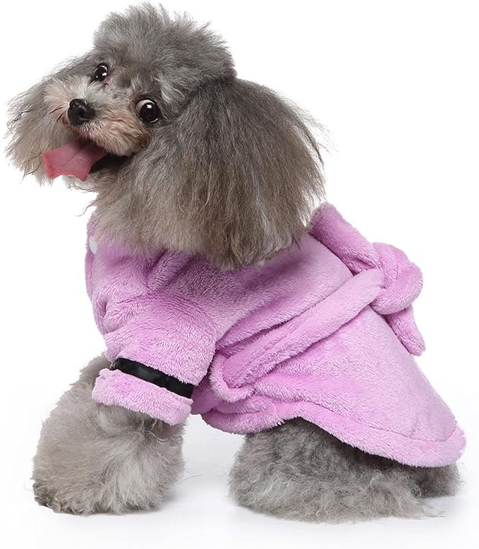 Petyoung Pet Bathrobe Dog Pajama Thickened Hooded Bathrobe Quick Drying and Super Absorbent Dog Bath Towel Soft Pet Nightwear for Puppy Small Dogs Cats