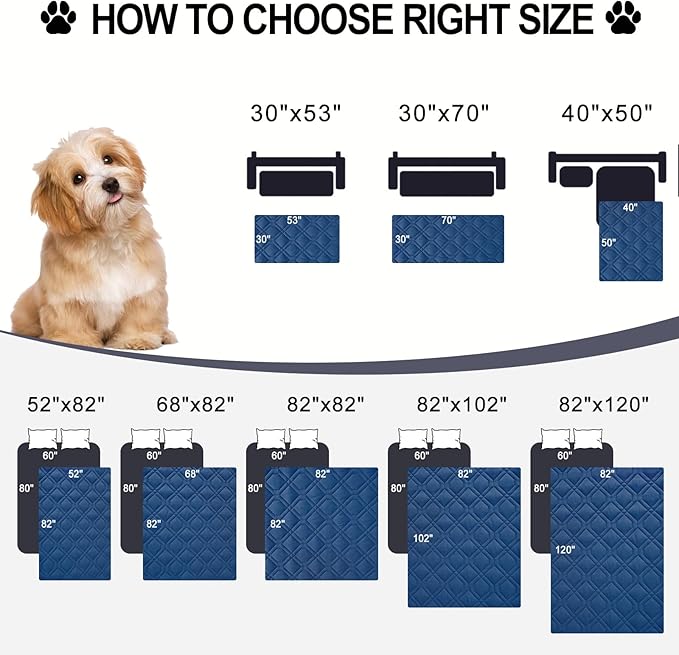 Smiry Waterproof Dog Blanket, 82x120 Inch Soft Pet Bed Cover Reversible, Washable Sofa Couch Furniture Protector for Small Medium Large Dog Puppy Cat, Navy/Blue