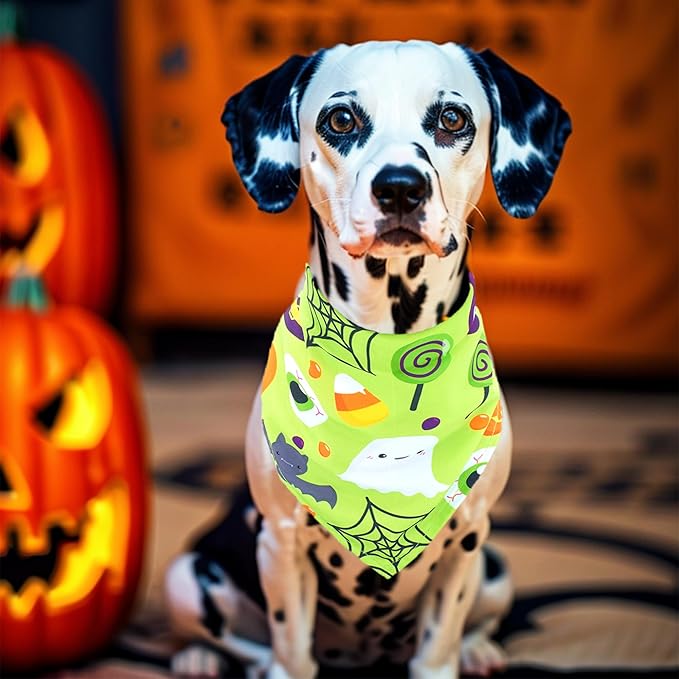 Halloween Dogs Bandanas for Large Dog 33" XL Dog Bandanas 7 Pack Adjustable Dogs Scarves for XXL Breed Grooming L