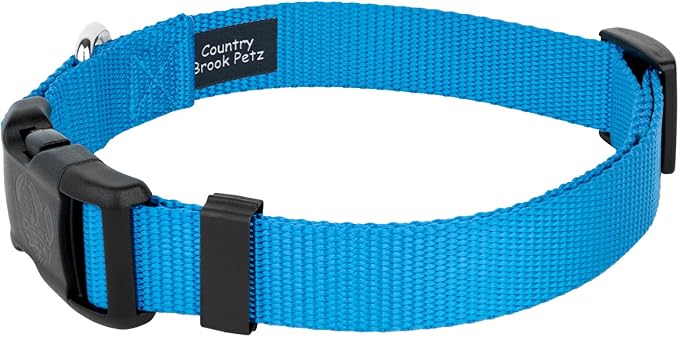 Country Brook Petz - American-Made Dog Collar for Large, Medium, and Small Dogs and Puppies - Deluxe Heavy Duty Nylon in 33 Dazzling Colors (2XS, 3/8 Inch Wide, Ice Blue)