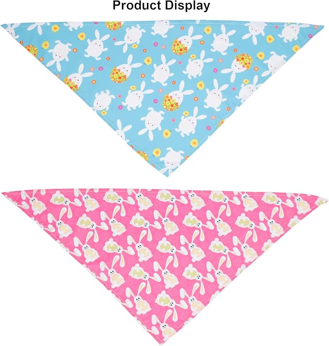 ADOGGYGO 4 Pack Easter Dog Bandana Triangle Dog Scarf Rabbit Easter Egg Pattern Pet Bandana for Large and X-Large Dogs Pets (X-Large)