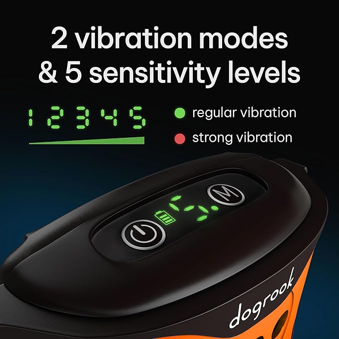 DogRook Dog Bark Collar - Rechargeable Smart Anti Barking Collar for Dogs - Waterproof No Shock Bark Collar for Small/Medium/Large Dogs - Anti Bark Collar for Dogs with 5 Sensitivity Levels