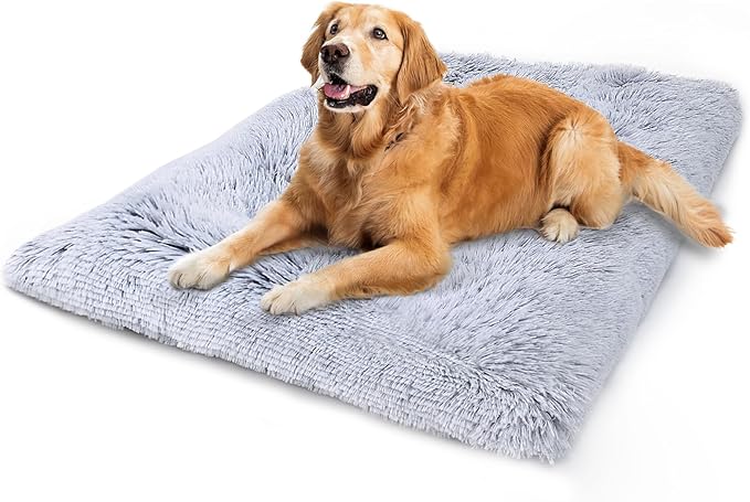 Vonabem Dog Bed, Extra Large, Plush Soft Pet Beds for XL Dogs, Crate Pad, Washable, 41L x 27W x 2H Inches, 100 lbs Capacity, Grey