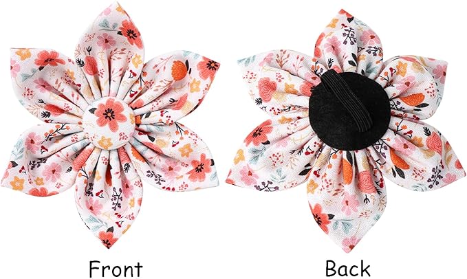 Lionet Paws Design Dogs Collar Cute Adjustable Flower Dog Collars for Girl Female Medium Large Dogs with Summer Floral L