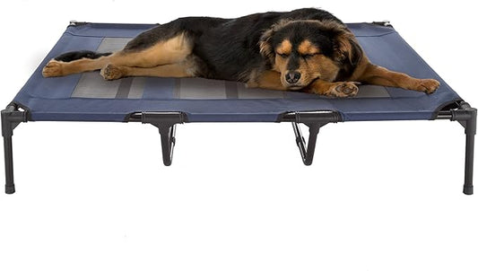 Elevated Dog Bed - 48x35.5-Inch Portable Pet Bed with Non-Slip Feet - Indoor/Outdoor Dog Cot or Puppy Bed for Pets up to 110lbs by PETMAKER (Blue)