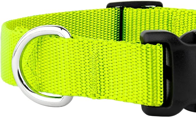 Country Brook Petz - American-Made Dog Collar for Large, Medium, and Small Dogs and Puppies - Deluxe Heavy Duty Nylon in 33 Dazzling Colors (2XS, 3/8 Inch Wide, Hot Yellow)
