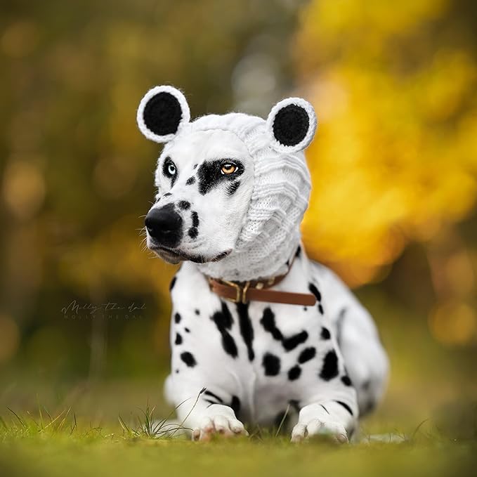 Zoo Snoods Panda Costume - Warm Knit Dog Snood Wrap for Pets, Neck Ear Cover Protection, Halloween Winter (Small)