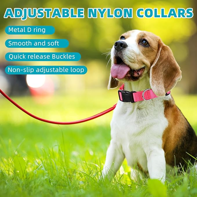 Amylove 27 Pcs Dog Collar Bulk Adjustable Nylon Puppy Collar for Small Medium Large Dogs Multiple Pet with Quick Release Buckle for PET Travel Walk Daily(Medium,Classic Colors)