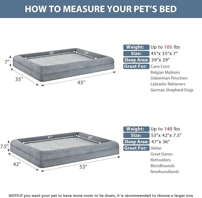 WNPETHOME XL Washable Dog Couch - Orthopedic Sofa With Removable & Waterproof Cover, Bolster Sides for Sleeping, Extra Large for Big Dogs