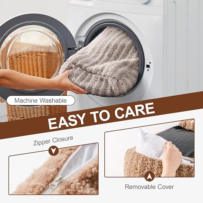 Mewoo Cat Beds for Indoor Cats, Cute Cat Couch Orthopedic Small Dog Bed with Removable Washable Cover, Dog Beds for Small Dogs Pet Couch with Non-Slip Bottom (26.0" L x 19.0" W x 11.8" Th, Brown)