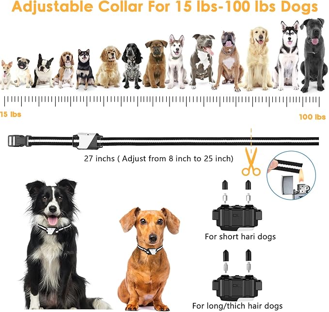 Shock Collar for Dogs, IP67 Waterproof Dog Training Collar with Remote, 3 Training Modes with Beep, Vibration, and Safe Static, Rechargeable E Collar for Large Medium