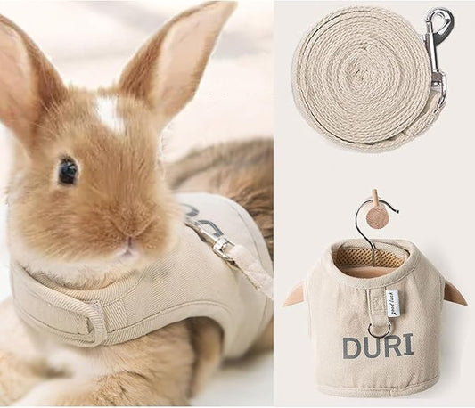 MANON ROSA Rabbit Harness and Leash Set - Escape-Proof Adjustable Vest Harness for Dwarf Bunnies, Soft Padded Conejos Collar with Safety Buckle, Small Animal Walking Accessories