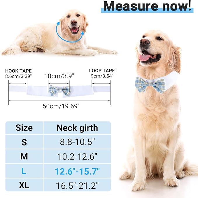 Segarty Dog Bow Tie, Adjustable Blue Plaid Bowtie Collar for Dogs, Large Dog Neck Tie Tuxedo Comfortable Cotton Boy Pets Grooming Accessories for Formal Wedding Holiday Birthday Gift Party