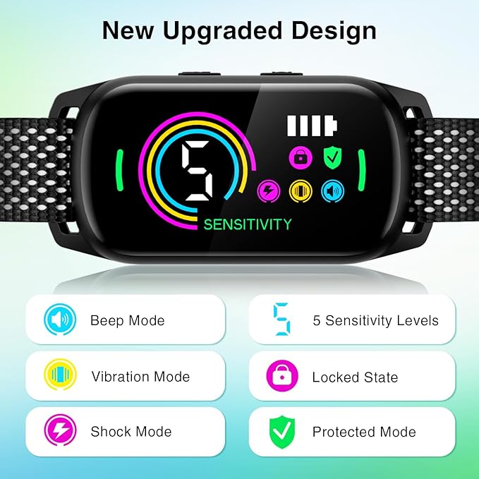 2 Pack Bark Collar, Rechargeable Dog Bark Collar for Large Medium Small Dogs, Smart Training Collar with 5 Adjustable Sensitivity Beep Vibration Harmless Shock, Anti Barking Device for Dogs