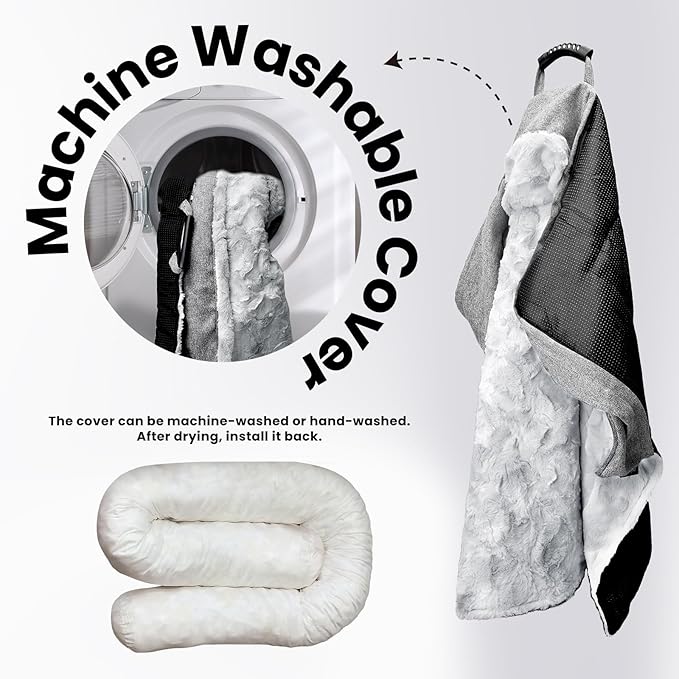 Calming Extra Large Dog Couch Bed for Dogs, 45 x 37 inch Waterproof Removable Dog Mat Couch Cover for Furniture Protector, Non-Slip Fluffy Pelsbarn Dog Bed for Couch, Sofa, Car - Tie-Dry Grey