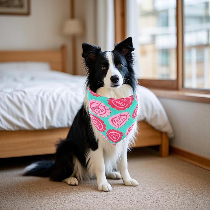 30 Pack Fathers Day Dog Bandanas Bulk for Large Dogs Breed 33 Inch Love Dad Extra Large Dog Bandanas XL Best Dad Dogs Bandana Grooming L