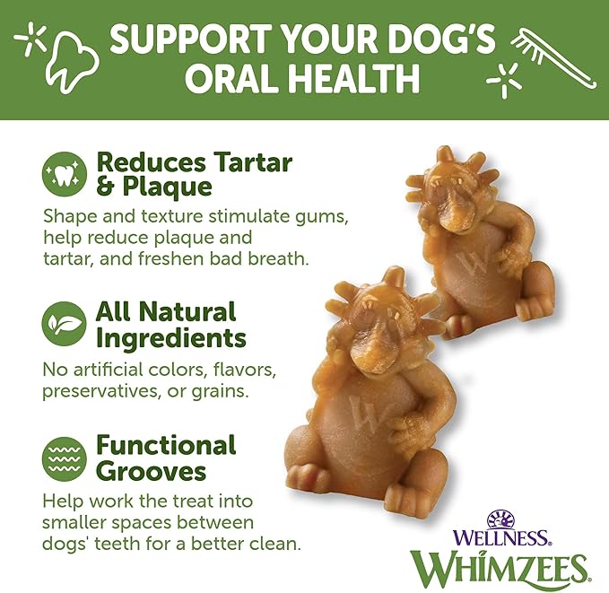 Wellness WHIMZEES Hedgehog Dog Dental Treats, Natural Chews, Large Size, (6 Count)