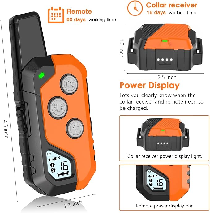 Shock Collar for Dogs, IP67 Waterproof Dog Training Collar with Remote, 3 Training Modes with Beep, Vibration, and Safe Static, Rechargeable E Collar for Large Medium