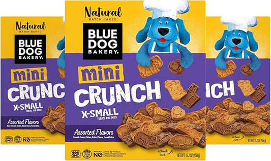 Blue Dog Bakery Natural Dog Treats, Mini Crunch, Assorted Flavors, 16.2oz, 3 Count